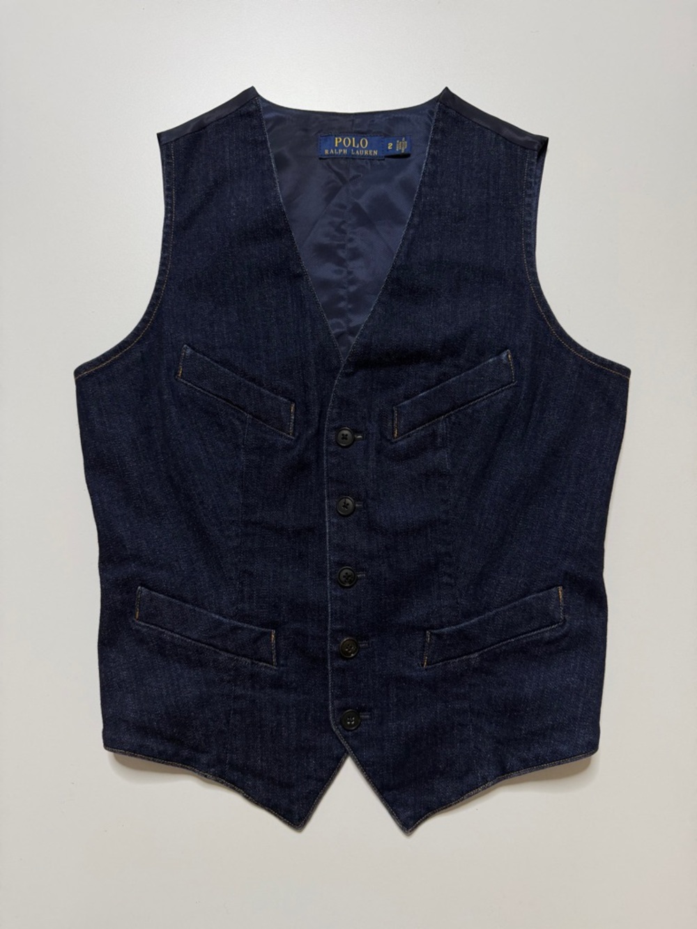 Polo Ralph Lauren Denim Buttonup Waist Coat Vest Womens 2 Blue